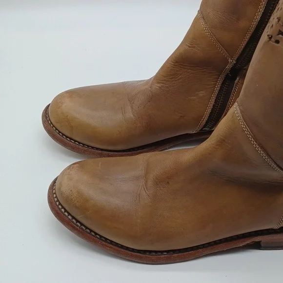 BED STU Cambridge Leather Boots Tall Tan Driftwood SZ 9 - Picture 7 of 16